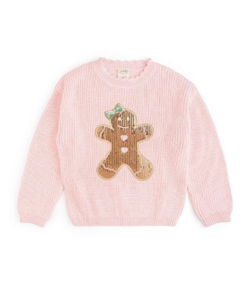 Свитер Sweet Wink Gingerbread Sequin Patch Crewneck для девочек-малышей, цвет: Ballet