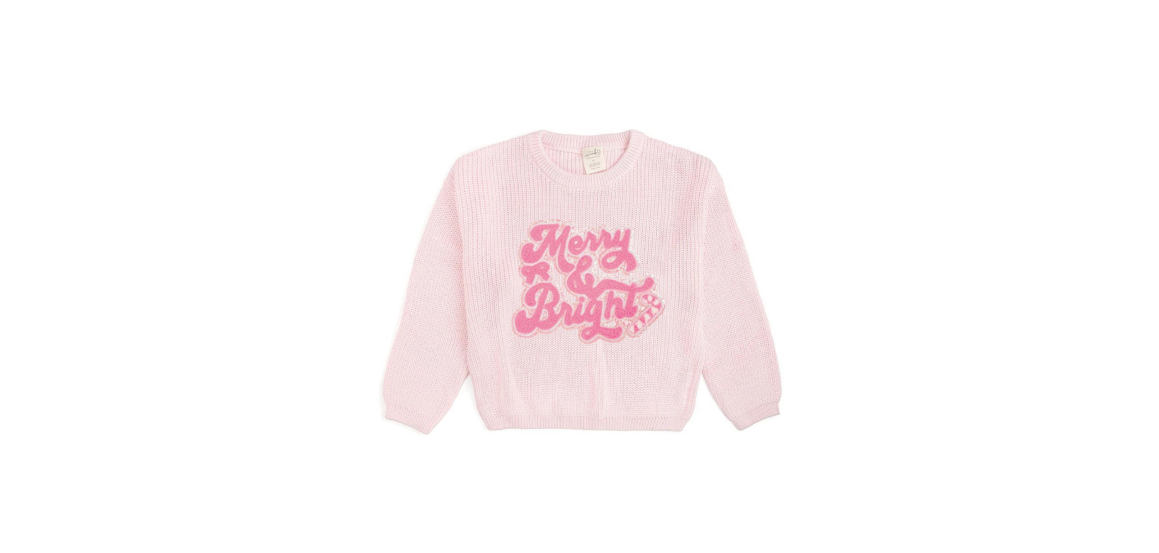 Sweet Wink Girls' 4-16 Merry and Bright Patch Crewneck Long-Sleeve Sweater