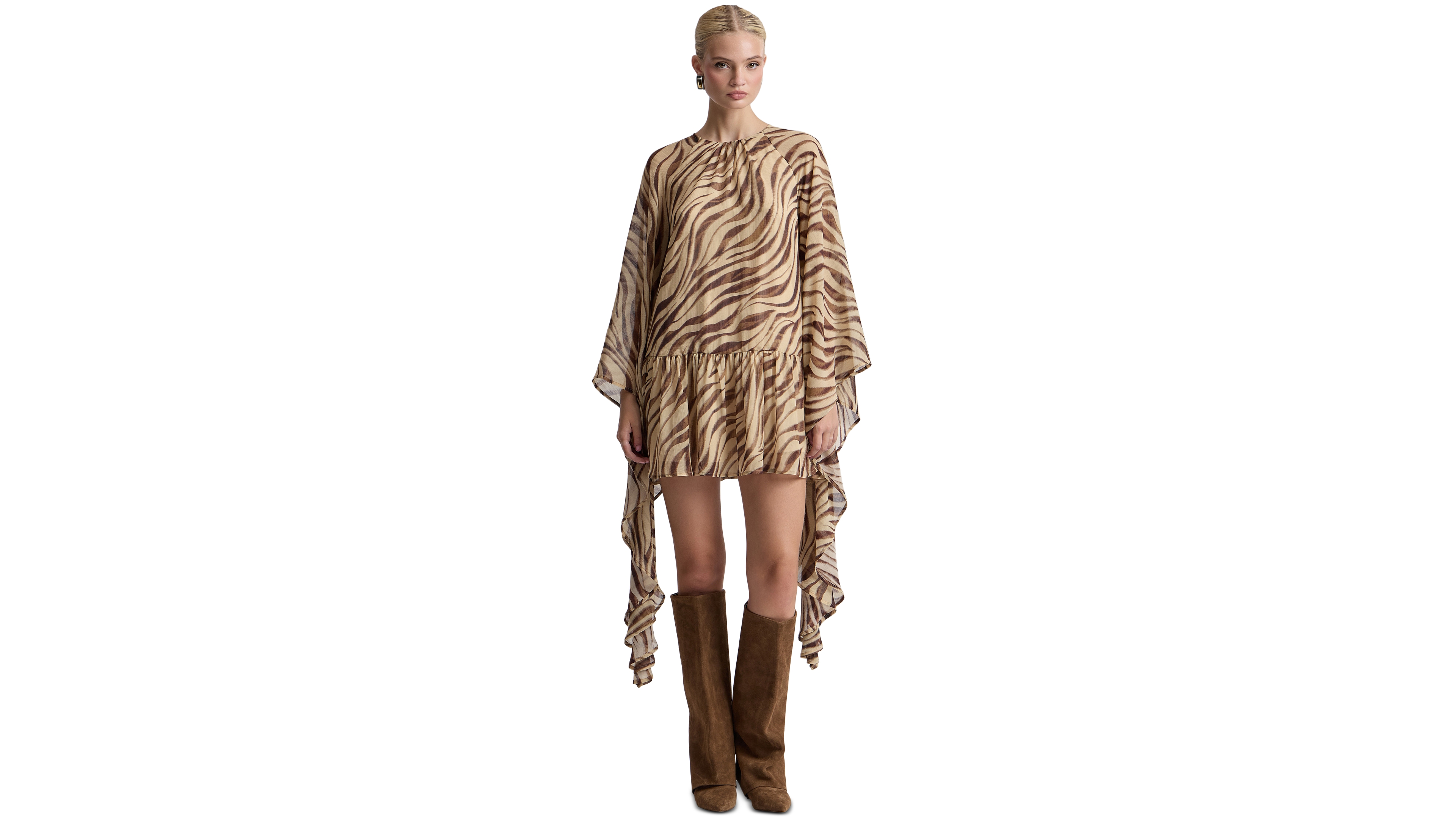 Avec Les Filles Women's Printed Chiffon Short Shift Dress