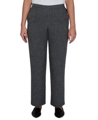 Petite Straight-Leg Pull-On Mid-Rise Pants