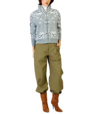 Women's Rio Paisley-Print Funnel-Neck Full-Zip Sweater
