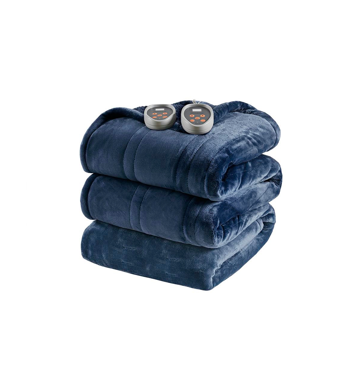 BR54-0649 Heated Microlight to Berber Blanket, Indigo - King