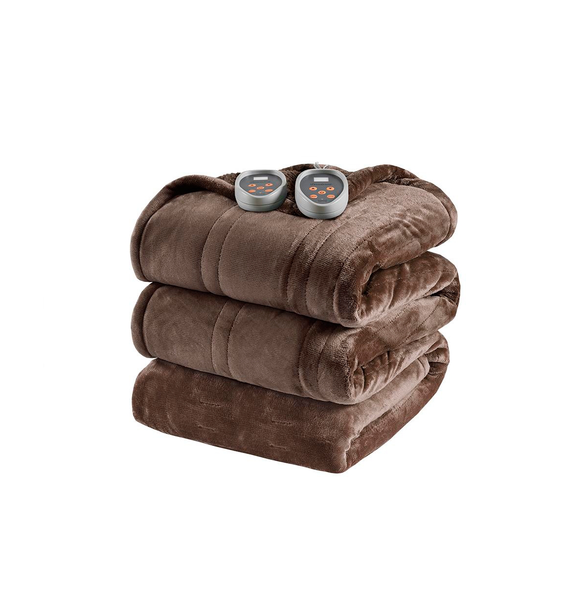 BR54-0388 Heated Microlight to Berber Blanket, Chocolate - King