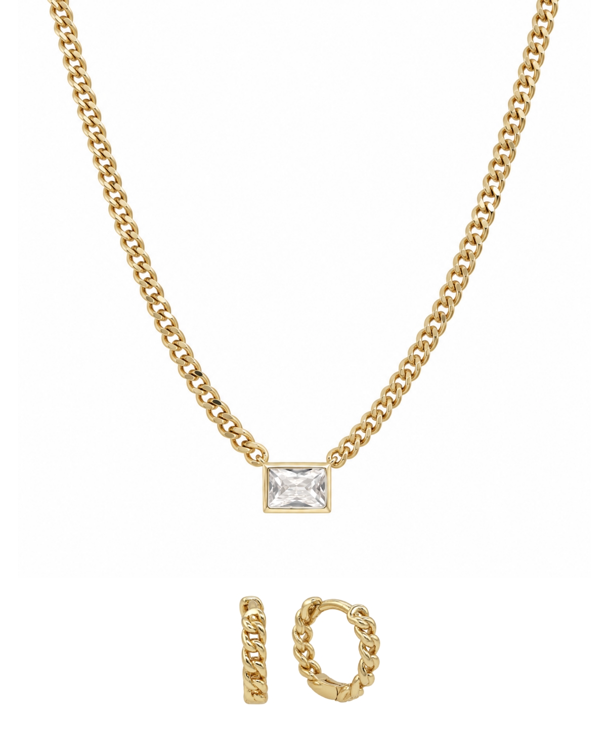 And Now This Cubic Zirconia Hoop Earring and Necklace with Jewelry Box Set