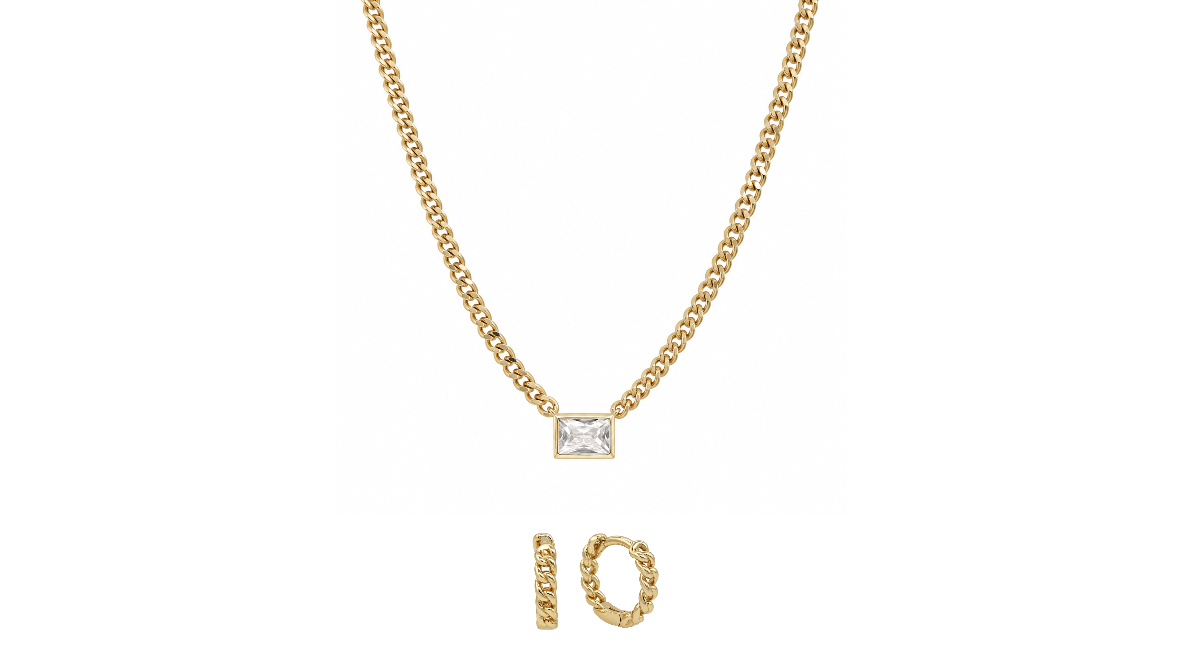 And Now This Cubic Zirconia Hoop Earring and Necklace with Jewelry Box Set
