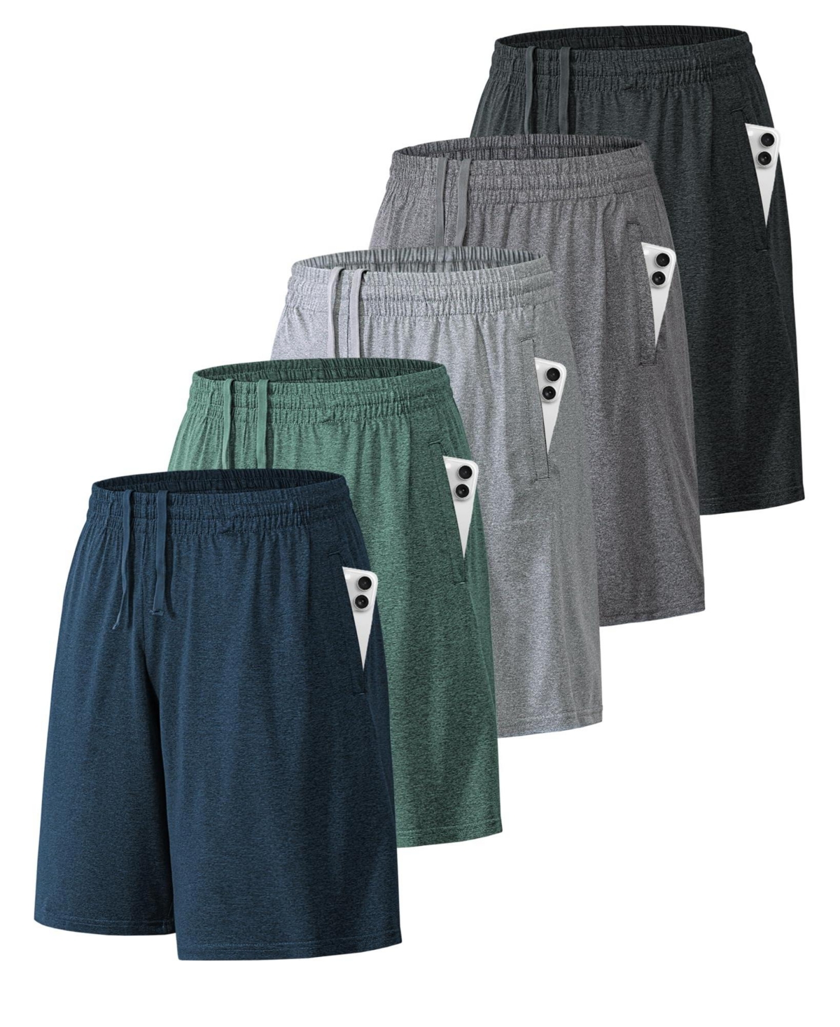 Gnuadz 5 Pack Mens Quick Dry Athletic Workout Shorts With Pockets Fitness Training