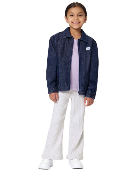Calvin Klein Girls' 2T-6X Full-Zip Jacket, Sweatshirt and Pants, 3-Piece Set, цвет: Джинсовый варёный / Орхидея