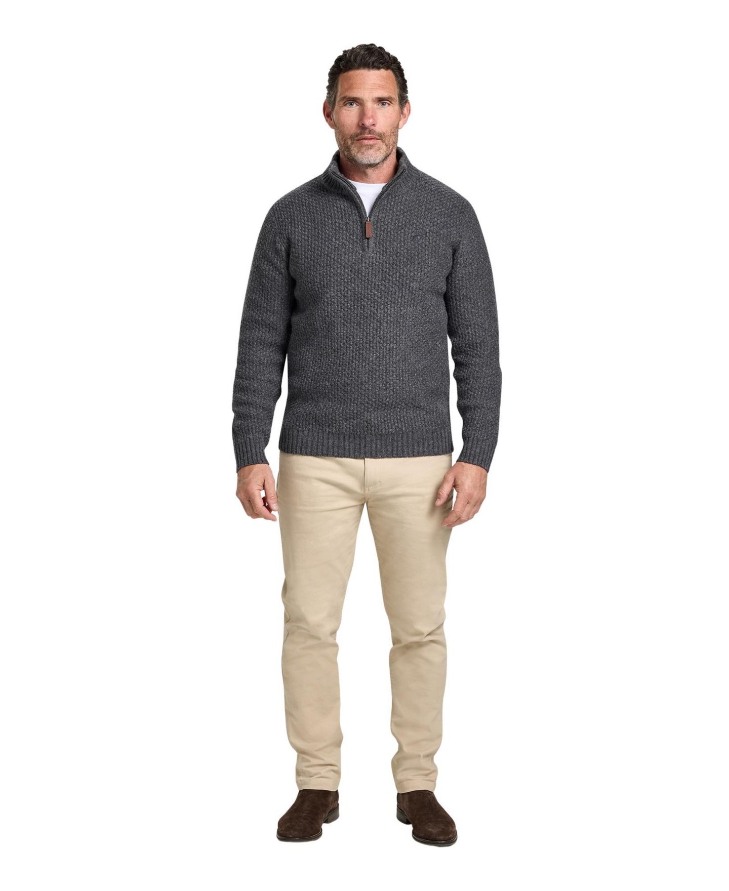 Мужской свитер Raging Bull Quarter-Zip Chunky-Textured Relaxed-Fit — фото 4