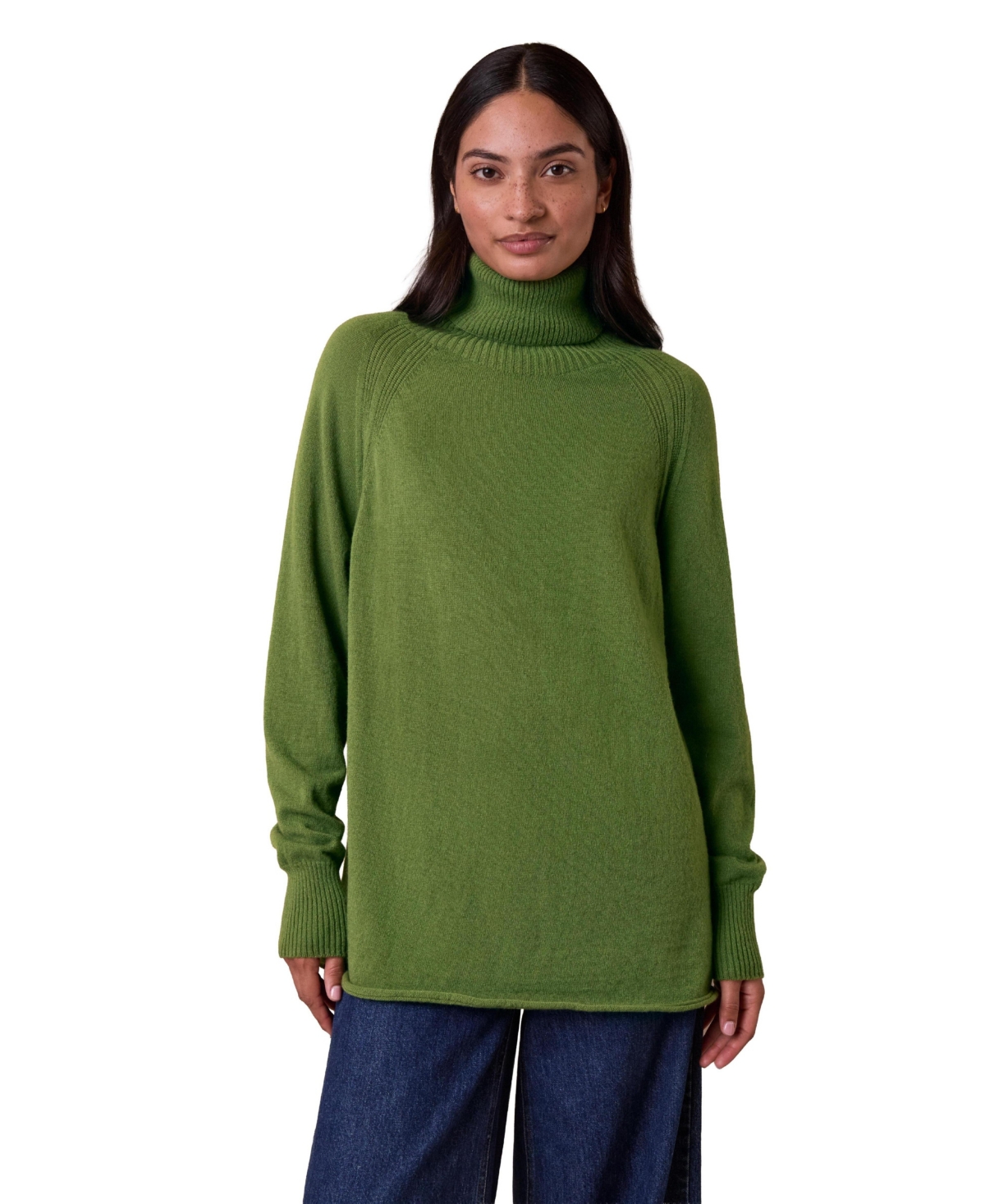Celtic & Co. Women's Supersoft Ribbed Turtleneck Sweater - Clover green