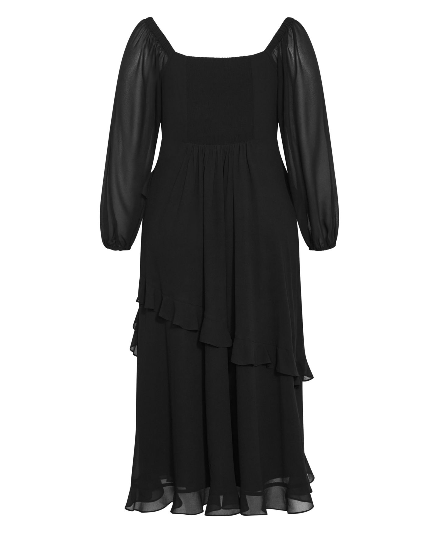 Женское платье CITY CHIC Plus Size Shayla Long-Sleeve Tiered Maxi, цвет: Чёрный — фото 4