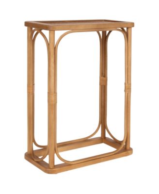 Bonaire Rattan Slim Side Table, Boho Decor Accent, Skinny End Table for Small Spaces