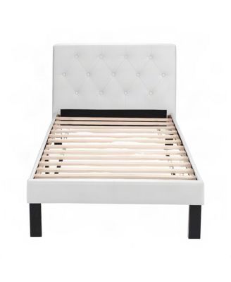 Twin Faux Leather Upholstered Platform Bed Frame with Headboard