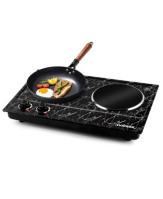 1800W Infrared Ceramic Electric Two Portable Countertop 2 Knob Temperature Control Easy Clean Cooktops