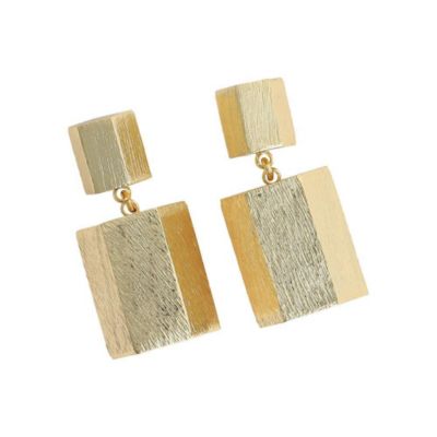 Women's Gold-Tone Geometric Block Drop Earrings