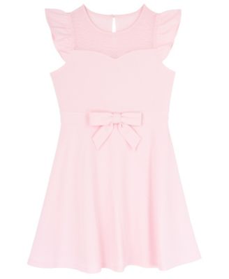 Girls' 4-16 Scuba Crepe Flutter-Sleeve Sweetheart-Neck Dress