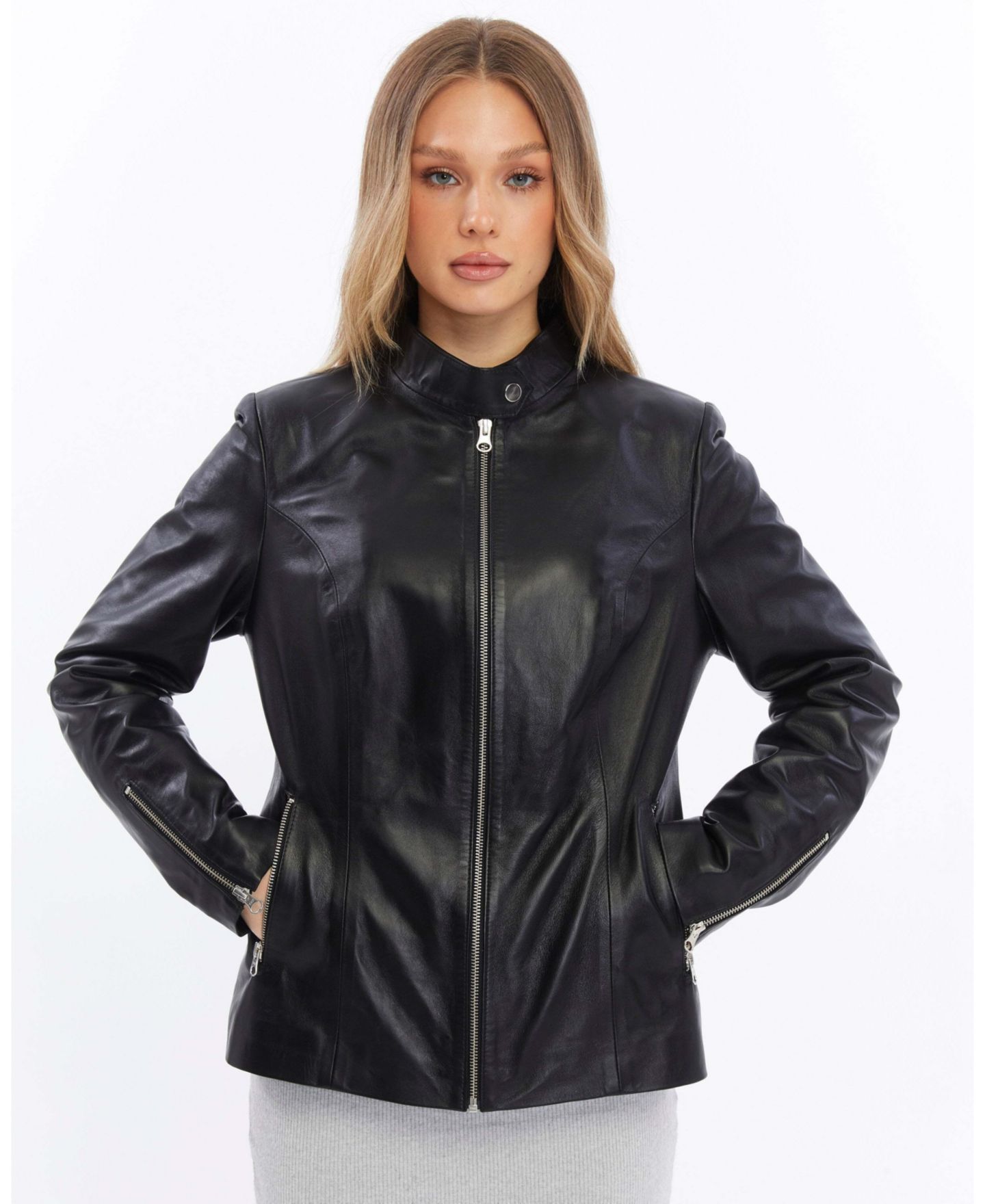 Женская куртка Furniq UK Elspeth Leather, цвет: Чёрный — фото 8