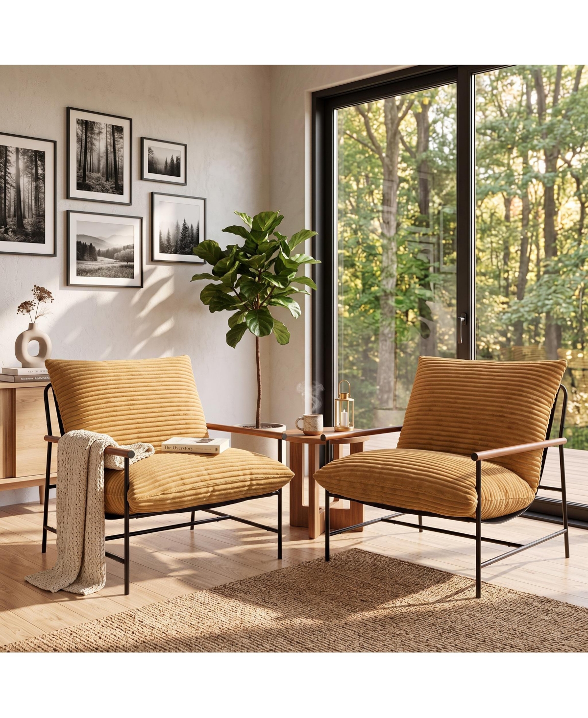 gaomon 2 Set of Oversized Corduroy Accent Chair For Living Room, 400G Fabric Reading With 400-Lbs Weight Capacity Relaxation