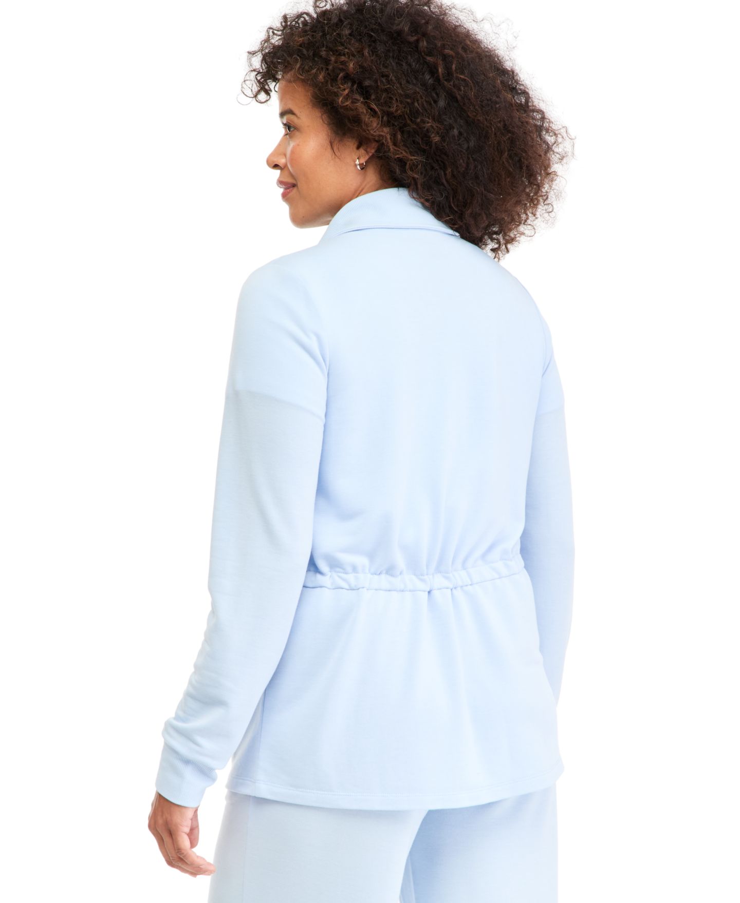 Женская куртка Style & Co Petite LuxLounge Full-Zip French-Terry Mock-Neck, цвет: Бледный синий — фото 3