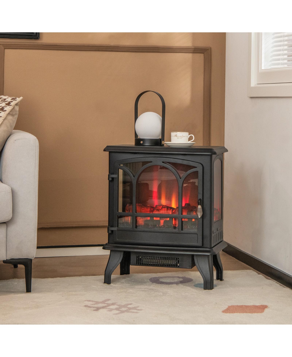 Boyel Living 1400W Electric Stove Heater, 3-Level Flame 3-Sided View, 5000 Btu 400 Sq Ft