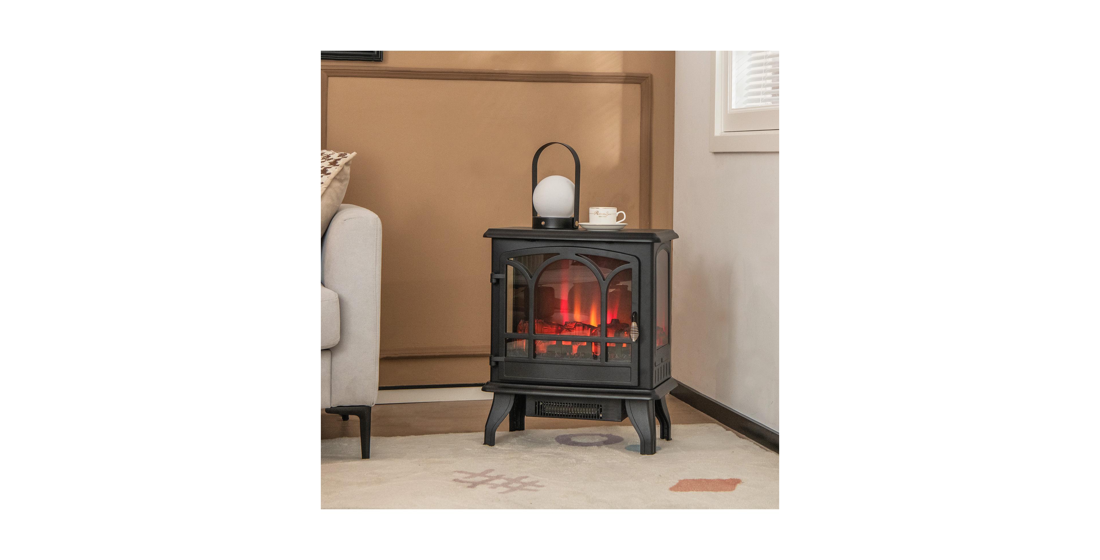 Boyel Living 1400W Electric Stove Heater, 3-Level Flame 3-Sided View, 5000 Btu 400 Sq Ft