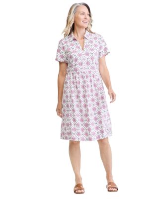 Women's Printed Linen-Blend Midi Dress