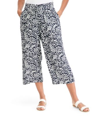 Petite Gauze Wide-Leg Capris