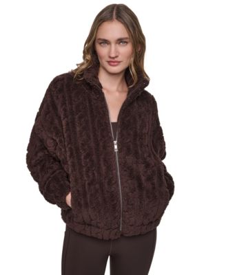 Women's Cable-Patterned Sherpa Full Zip Jacket