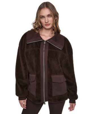 Women's Funnel Neck High-Low Sherpa Jacket