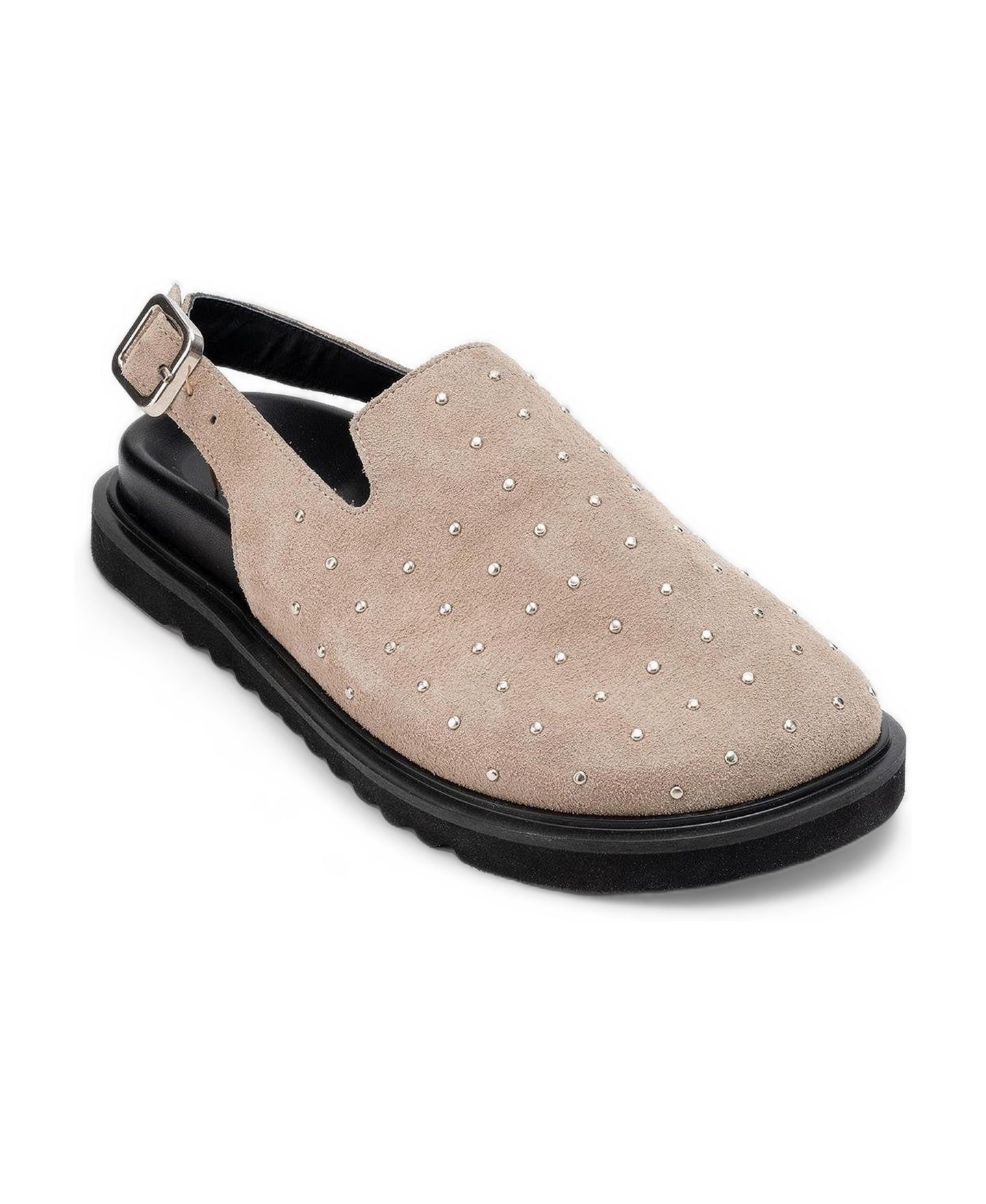 Женские сабо Forever & Always Shoes Our Leather Studded, цвет: Бежевый замшевый — фото 1