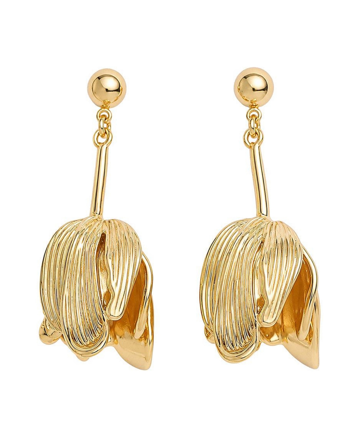 Sohi Gold-Tone Fringe Draped Drop Earrings - Gold.
