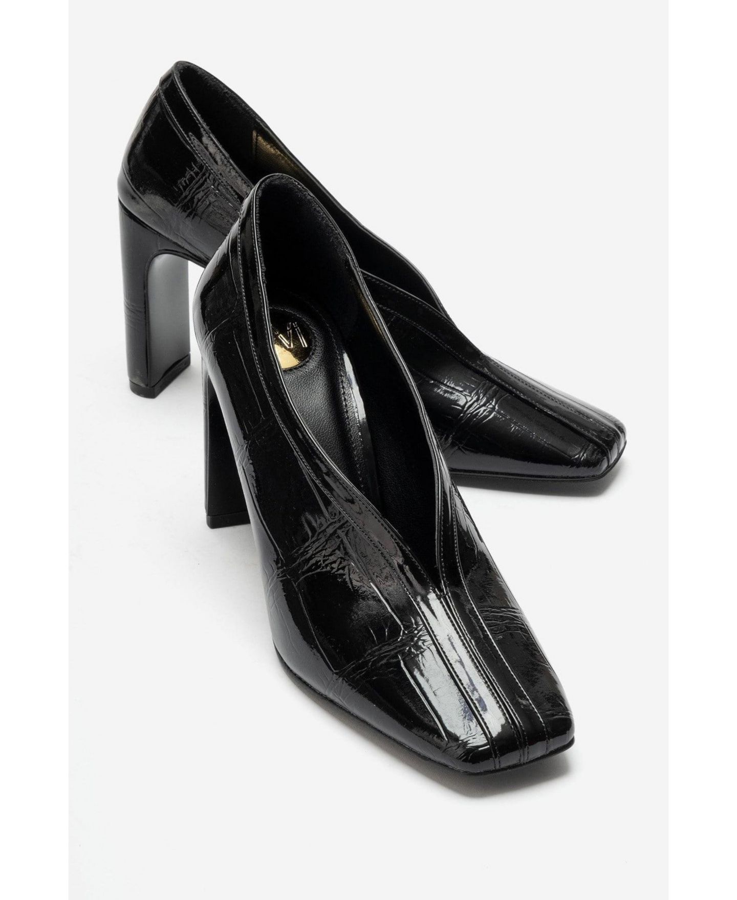Женские туфли Prologue Shoes Nore Block Heel Square Toe, цвет: Чёрный с принтом — фото 3