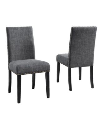 Biony Fabric Dining Chairs with Nailhead Trim, Set of 2