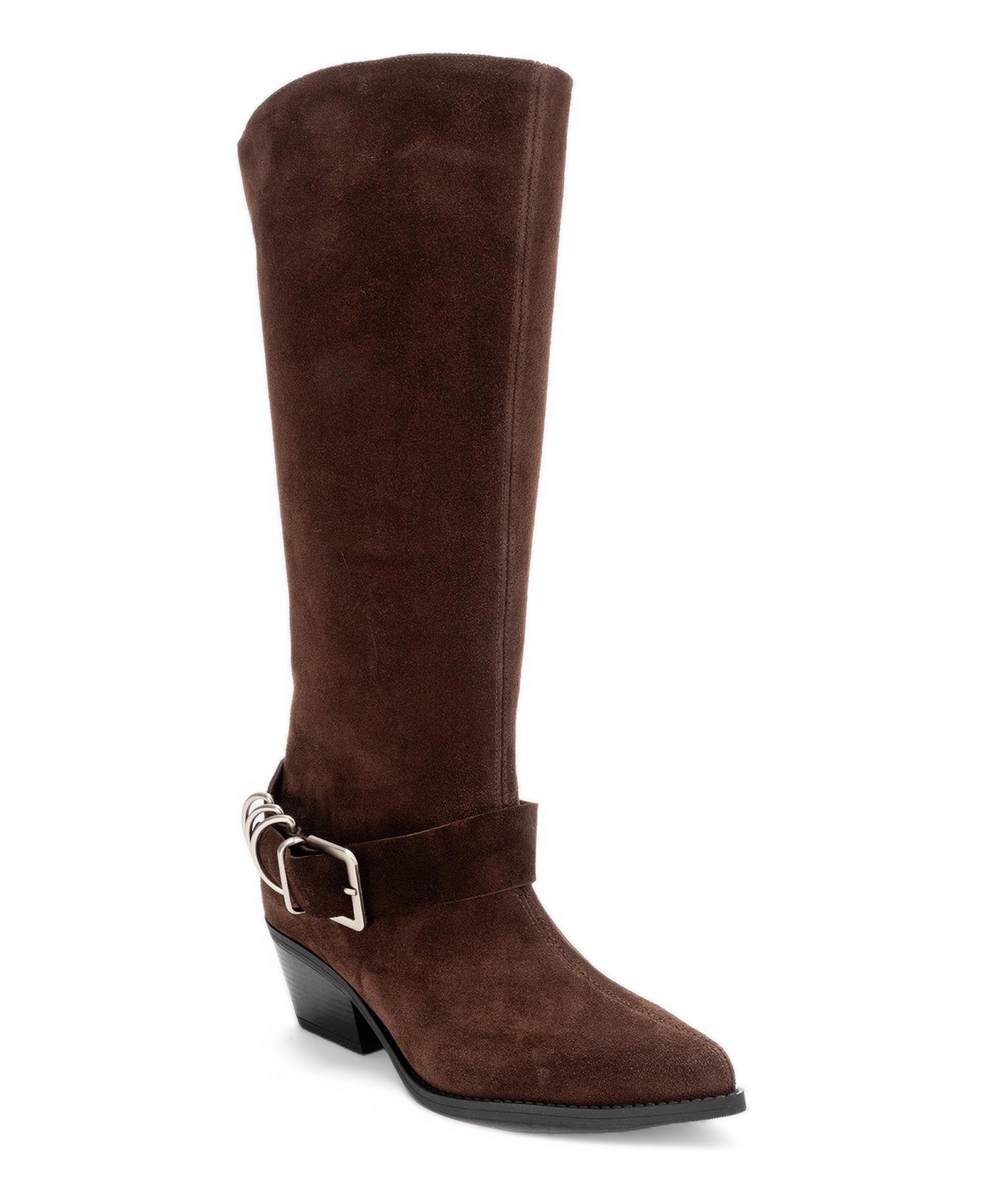 Forever & Always Shoes Women's Helios Leather Knee-High Western Boots - Brown suede