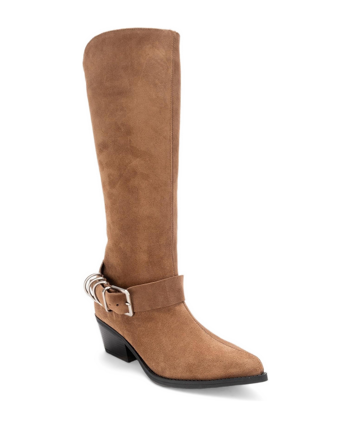 Forever & Always Shoes Women's Helios Leather Knee-High Western Boots - Cognac suede