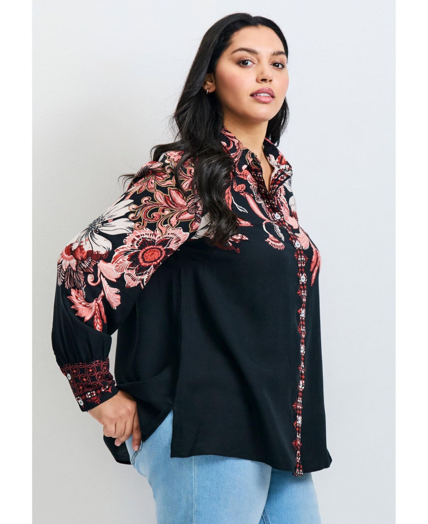 Женская рубашка Avenue Plus Size La Luna Button Down, цвет: Янтарный — фото 4