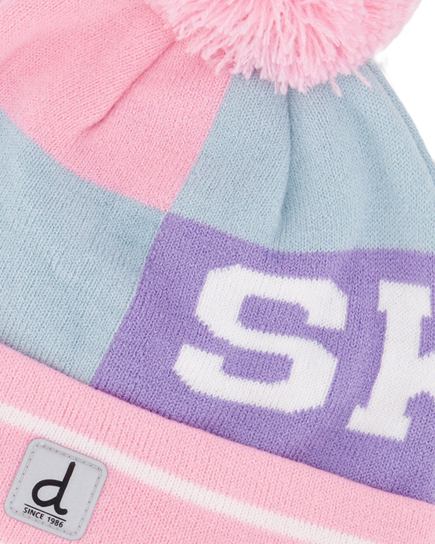 Шапка Deux par Deux Pom Pom Fleece-Lined Beanie для девочек, цвет: Синий / Розовый — фото 3