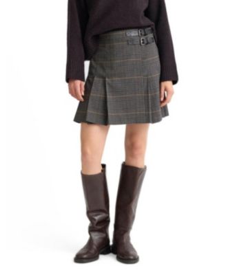Women's High-Waisted Pleated A-Line Skirt