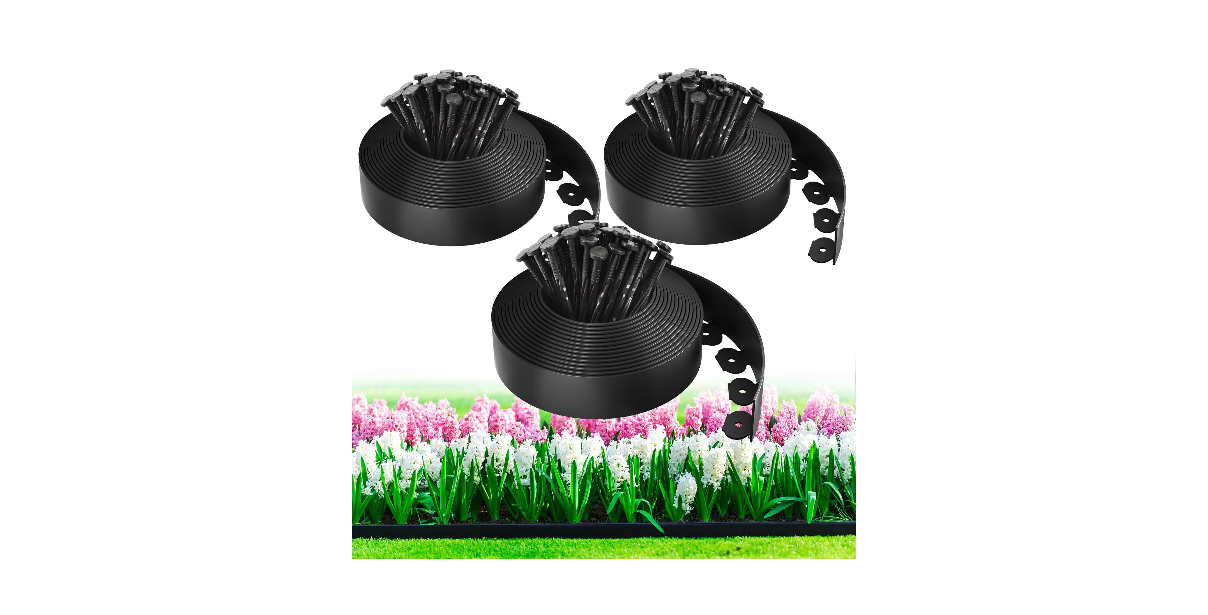 Xdovet Landscape Edging Kit 100ft 150 Spikes 3pack 33ft pack 1.5in Tall