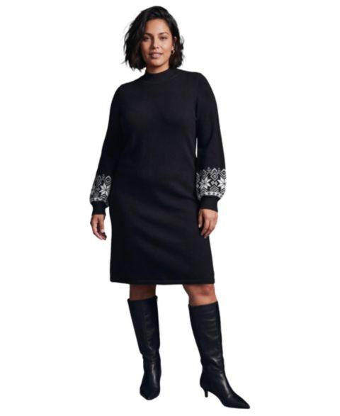 Женское платье Avenue Plus Size Farrah Mock Neck Fair Isle, цвет: Чёрный