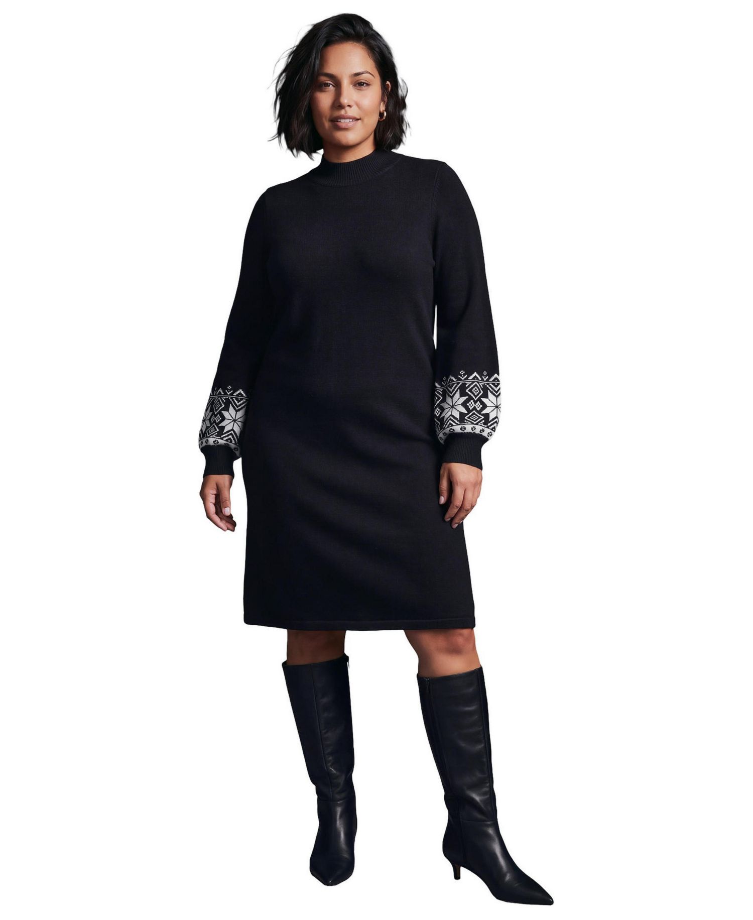 Plus Size Farrah Mock Neck Fair Isle Dress