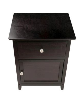 Farmhouse End Table With Storage Espresso Finish, Wooden Side Table And Drawer