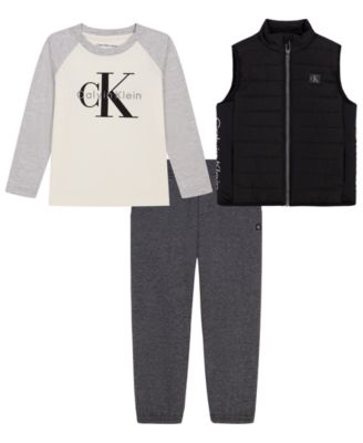 Boys' 2T-7 Puffer Logo T-Shirt, Vest, and Joggers, 3-Piece Set