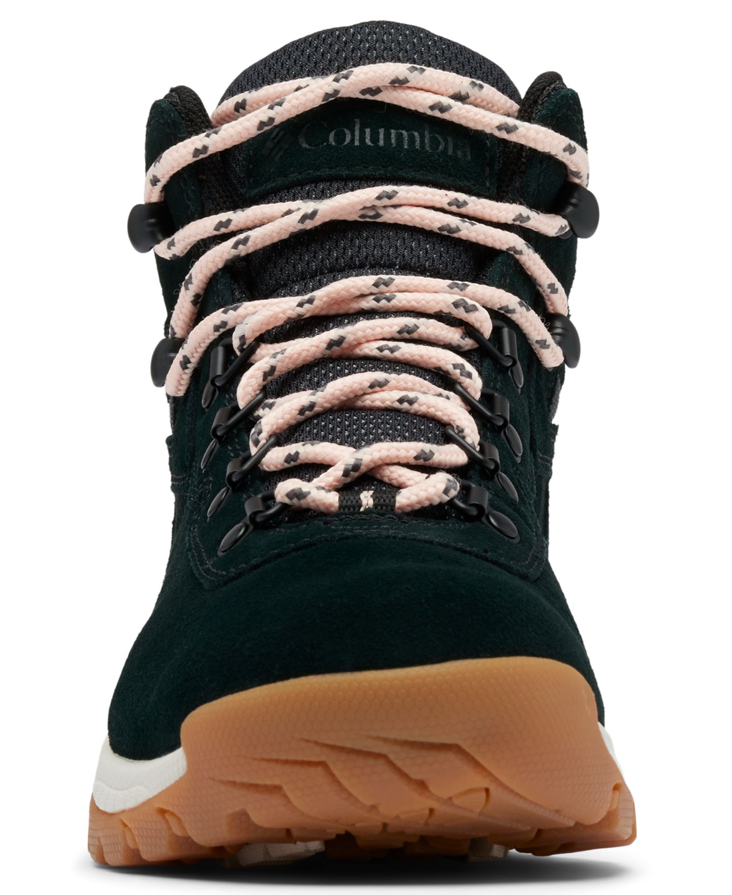 Женские ботинки Columbia Newton Ridge Plus Amped Waterproof Hiking Booties, цвет: Чёрный / Пудровый розовый — фото 10