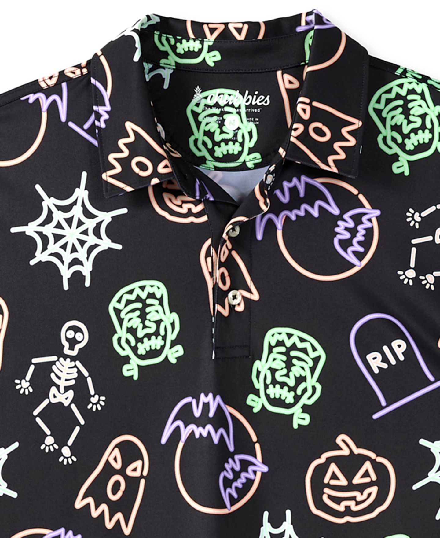Мужская спортивная рубашка-поло Chubbies Fright Night с коротким рукавом, цвет: Чёрный — фото 3