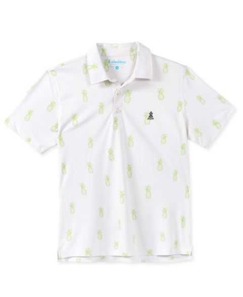 Мужское поло Chubbies Nightfruit Short-Sleeve Pineapple-Print Polo Shirt, цвет: Молочный белый