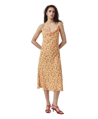Women's Stacy Cowl Neck Crepe Bias-Cut Midi Dress