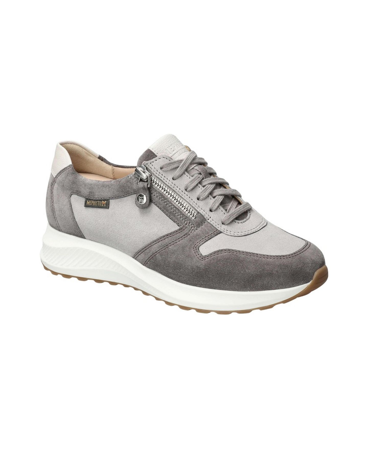 Женские кроссовки Mephisto Kim Suede Leather Zip, цвет: Серый — фото 1