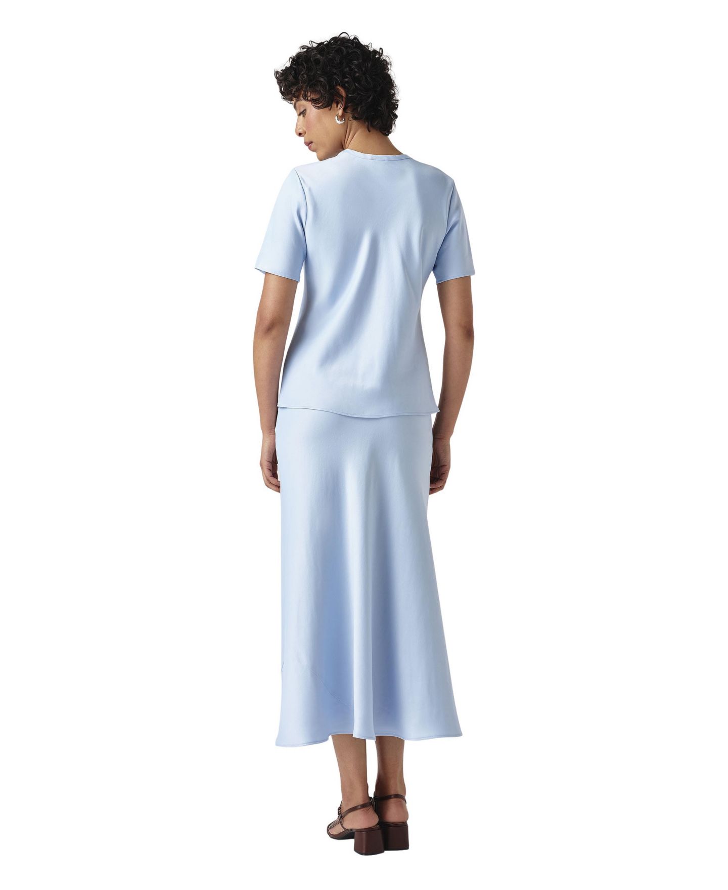 Женский топ Ghost London Ria Short-Sleeve Satin, цвет: Светлый синий — фото 5
