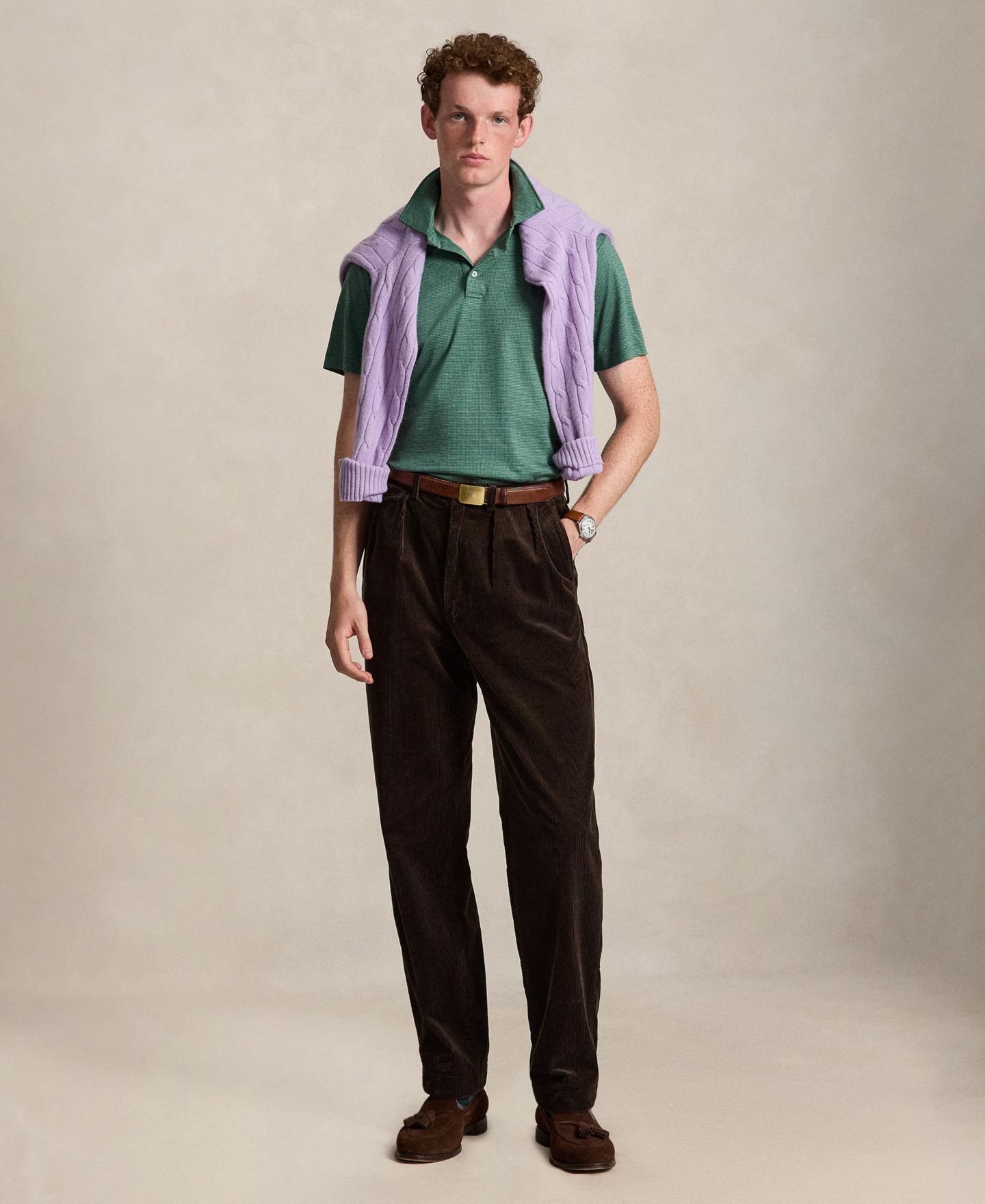 Мужское поло Polo Ralph Lauren Custom Slim-Fit Soft Cotton Polo Shirt, цвет: Сосновый — фото 2