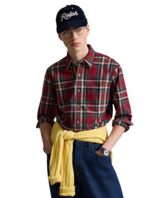 Men's Plaid Custom-Fit Brushed Oxford Shirt